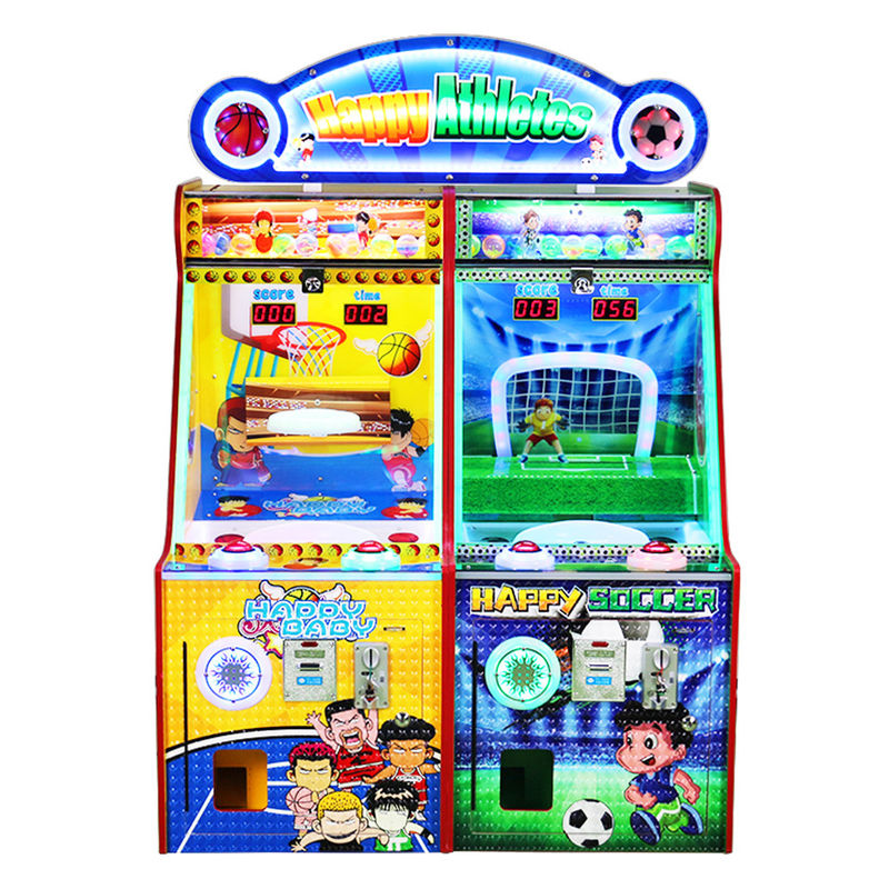 Double Players Kids Game Machine / Football and Basketball Arcade Cabinet