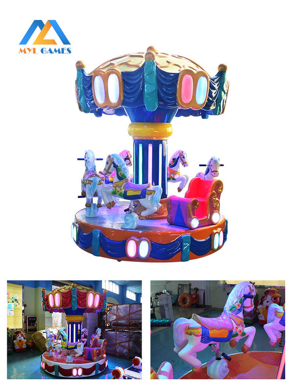 Six Players Coin Operated Carousel / Rotating Carousel Rotating Horse